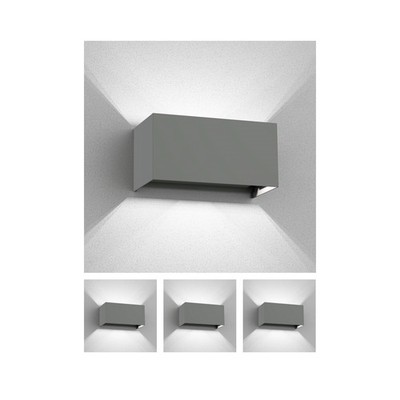 4x Wandleuchte CUBEL für außen IP65 Up-/Downlight grau matt eckig 2x G9 max.