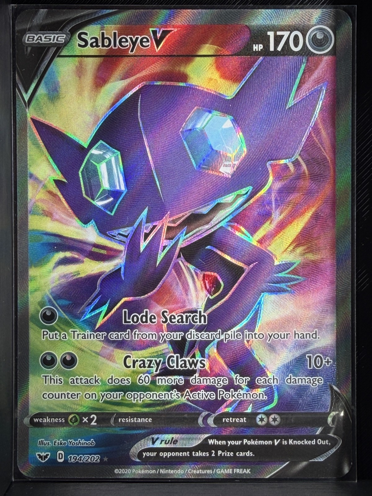 Sableye V (Full Art) 194/202 Swsh01: Sword & Shield Holo