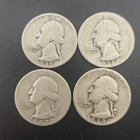 Lot of 4 Washington Silver Quarter Various Dates 1935 1936 1939 1942