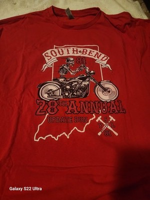 Hells Angels Support South Bend 28th Annual Motorcycle Run T-Shirt Red 5XL