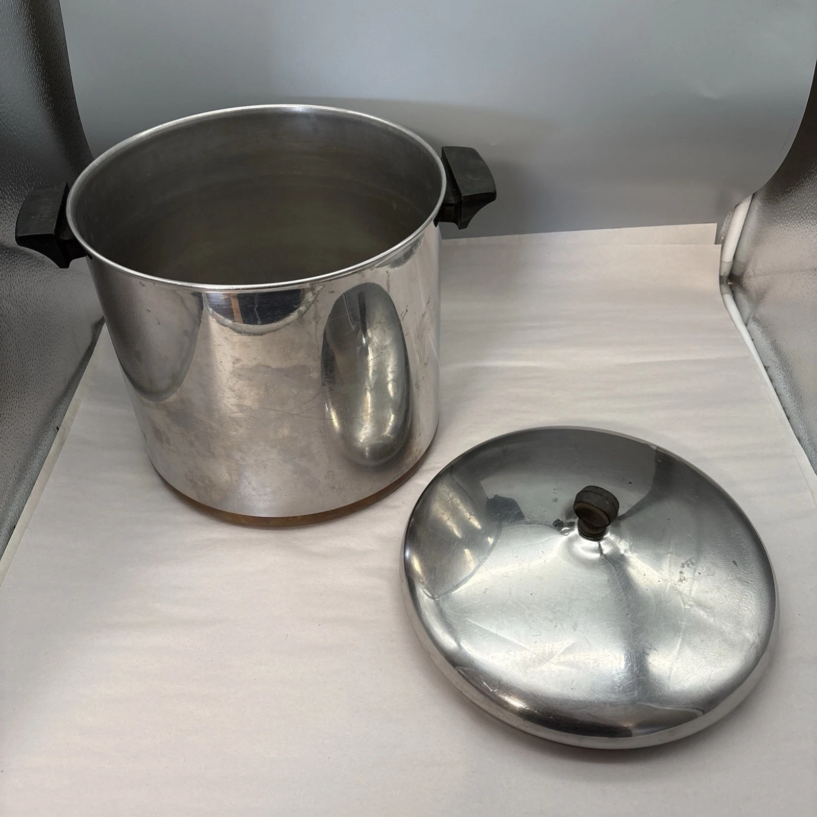 VTG Revere Ware 1801 Copper Bottom 10 Qt Quart Stock Pot USA