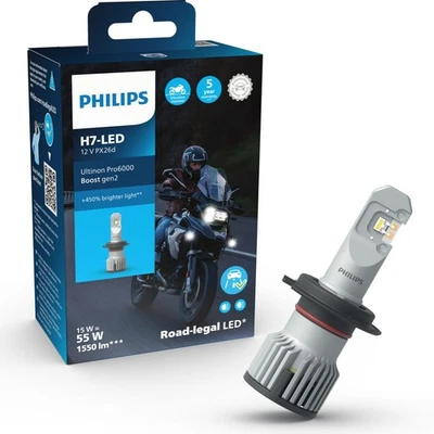 PHILIPS H7 LED Ultinon Pro6000 Boost Gen2 Bis zu +450% 12/24V 16W 5800K Motorrad - Bild 1 von 4