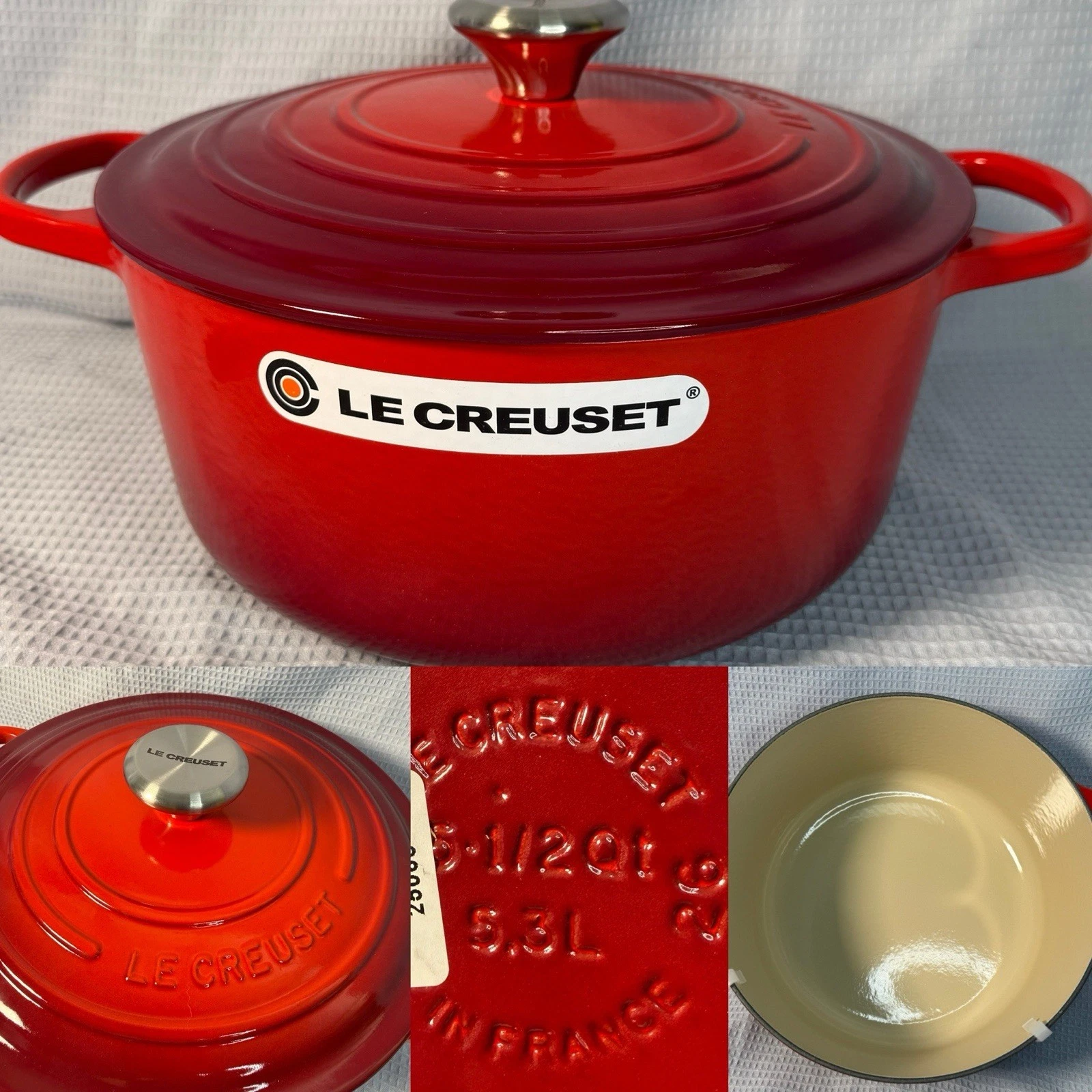 Le Creuset Cast Iron Round Signature Dutch Oven 5.5 Qt. In Flame (Red/Orange) 26