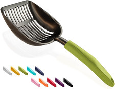 Cat Litter Scoop Non-Stick Metal Deep Shovel Long Handle Black Green Large