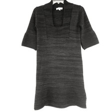 Kenar Merino Wool Blend Sweater Dress  Medium brown Ribbed Knit Italy Short