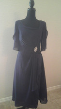 Dark Blue Formal Gown with Jeweled Embellishment Size 12