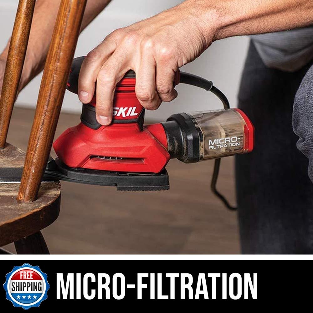 SKIL Corded Multi-Function Detail Sander with Micro-Filter Dust Box 3 Additio