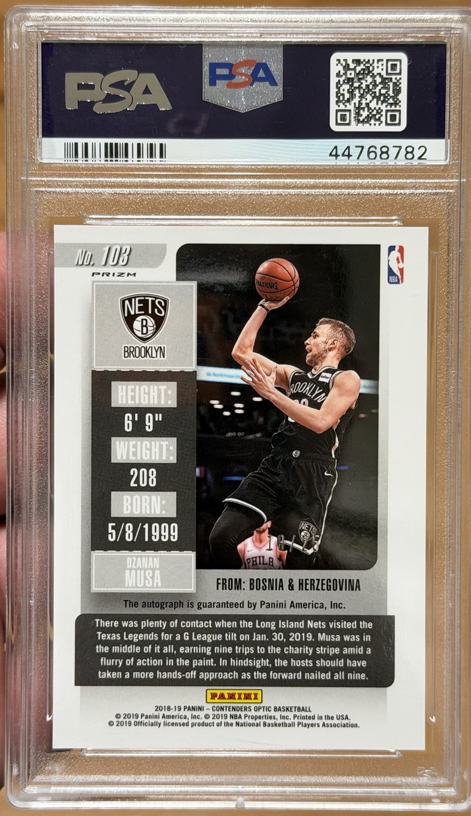 2018 Contenders Optic Rookie Orange Prizm /25 Dzanan Musa #103 Auto Psa 10 view 2