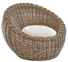 Loungesessel RONDO Relaxsessel Korb-Sessel Einzelsessel rund Rattan mit Kissen