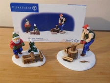 Dept 56 Snow Village - Chopping Firewood - Set of 2 - #56.54863 - Free Ship