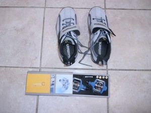 Crank Brothers Candy C Bike Pedals & Shimano Cycling Shoes Size 7 SH-MT40WC 
