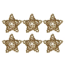 6x Natural Rattan Wicker Ball Star Shaped Twig Wooden Party Decoration 10cm