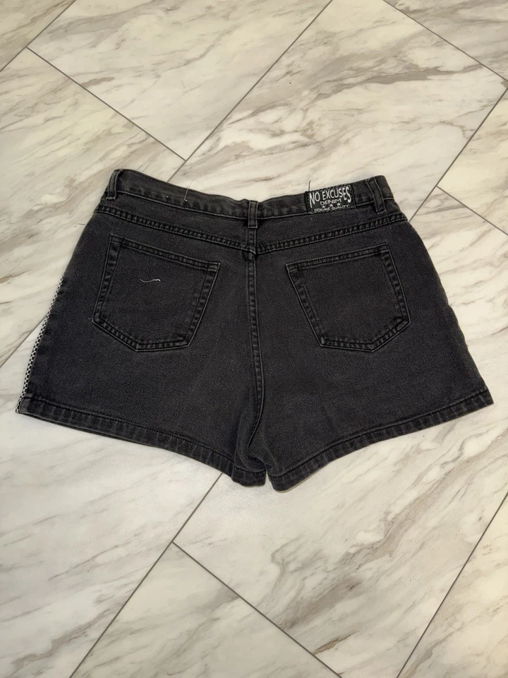 Pantalones cortos de mezclilla vintage No Excuses para mujer talla 13/14 negros grunge Y2K años 90 Foto 2 de 4