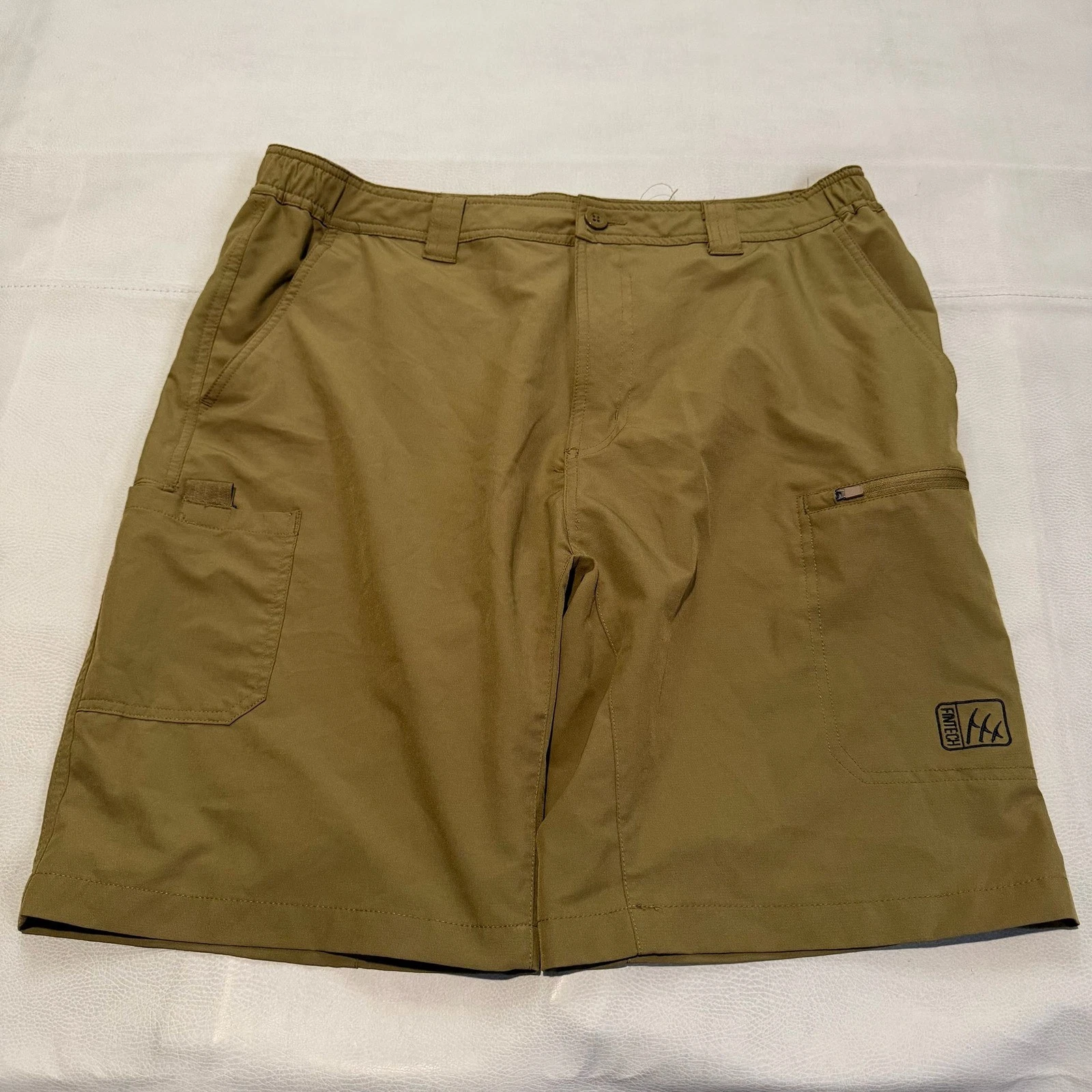 Fintech Men Brown Performance Cargo Fishing Short Stretch Hike Outdoor-XL-7177