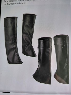 Zhanmai 2 Pairs Pirate Boots Covers Renaissance Faux Leather New