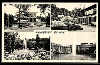 AK Hannover, Deutsche Industrie-Messe 1956, Messegelände in vier Ansichten 1956 