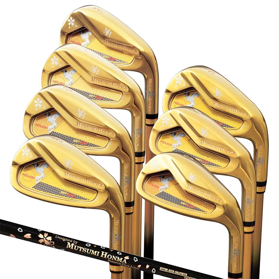 MUTSUMI HONMA MH-608 Iron Set 7pcs 6-9 PW AW SW R Flex Gold RH Golf Japan NEW - Image 3 of 4