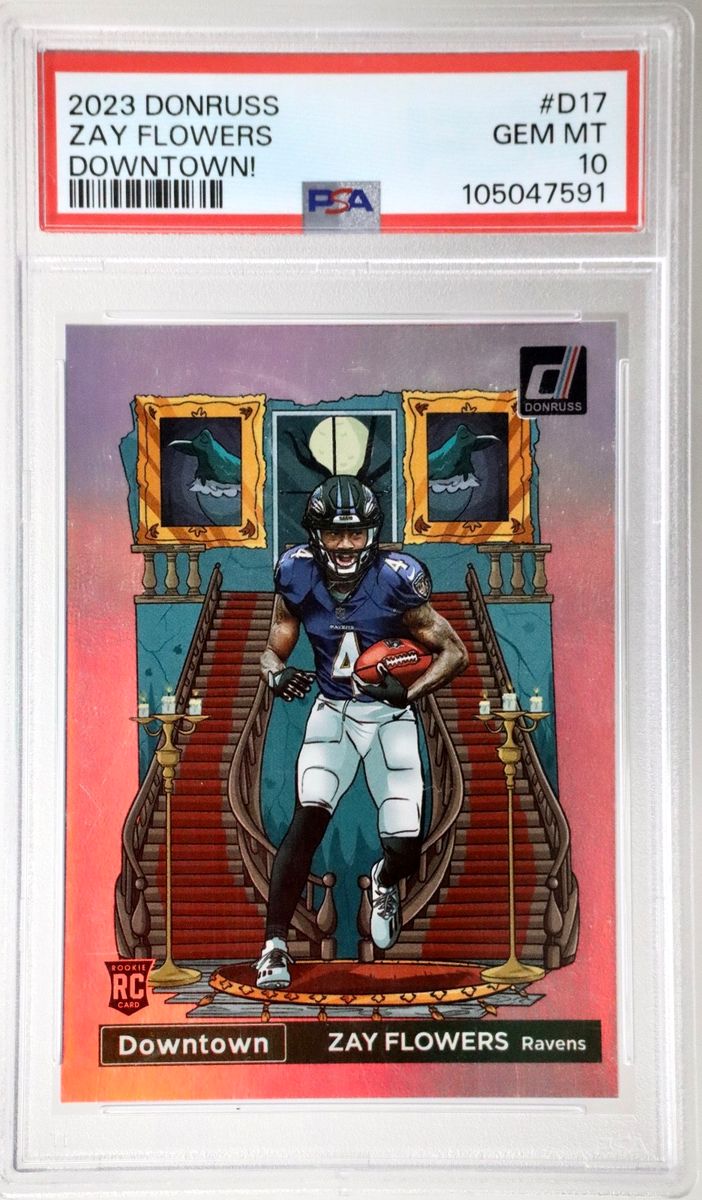 2023 Donruss Downtown! Zay Flowers #D-17 PSA 10 GEM MT SSP RC