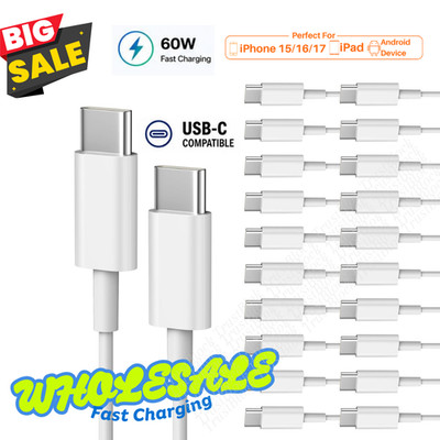 Lot 60W Type-C to USB-C Cable PD Fast Charger Cords For Samsung/iPhone 15 16 17