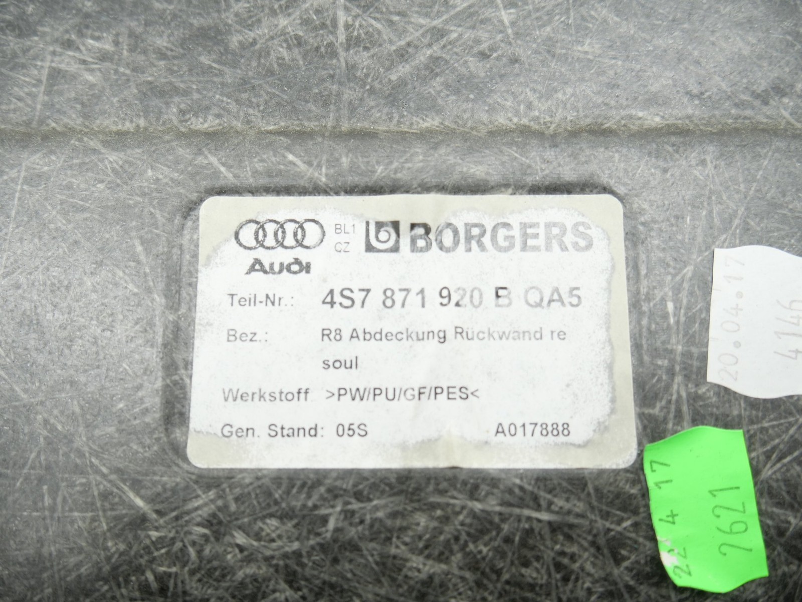 Audi R8 Spyder 2017-2023 Right Cover panel P/N 4S7871920B