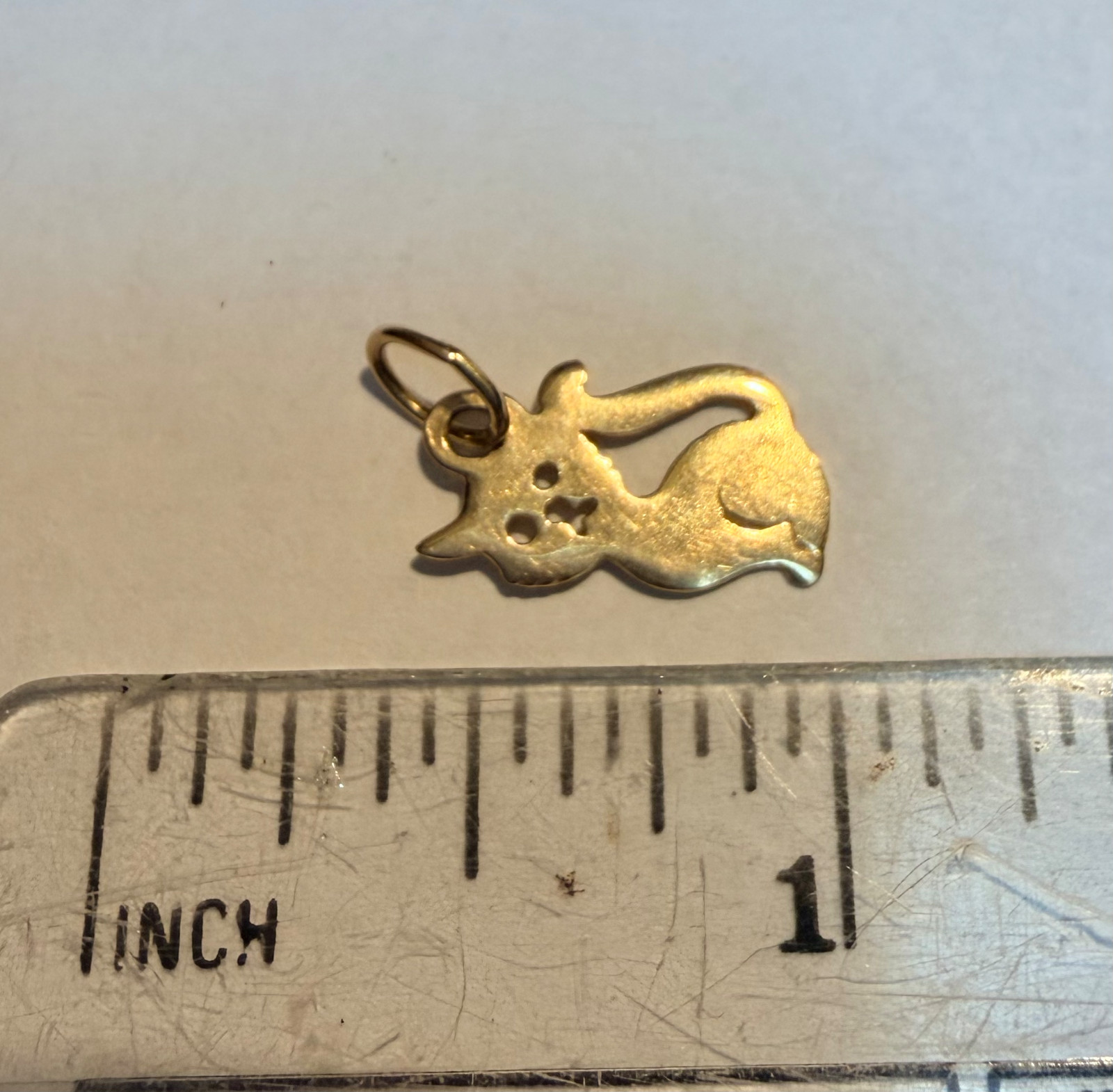Cat Charm, Solid 14K Yellow Gold - image 5