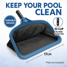 Pool Skimmer Net Rake Deep Leaf Mesh Cleaner Heavy Duty Fits 1.25" Pole 17"x15"