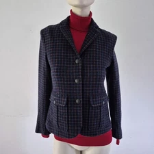 Rag & Bone Wool Blazer Women’s Size UK 6 US 2 Navy Pink Blue Check Made in USA