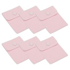 6 Pcs 3x4 Inch Jewelry Pouches, Velvet with Snap Button for Rings Light Pink