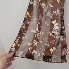 Brown Butterfly & Floral Sheer Scarf 59"X 13"