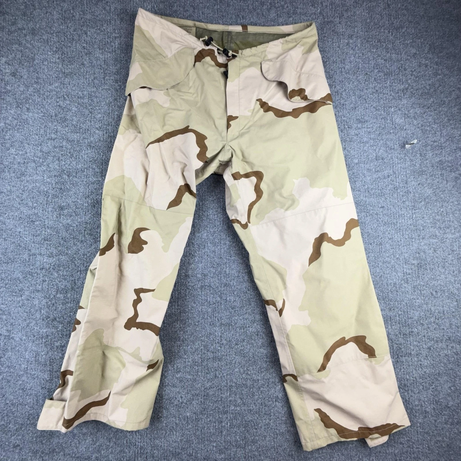 Desert Camo Rain Pants Mens 38x29 Beige Nylon Army Ankle Zip Military Tactical