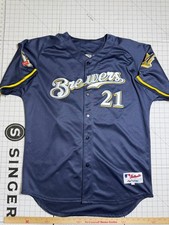 Majestic Milwaukee Brewers Alcides Escobar #21 Authentic Jersey Men’s Size 56