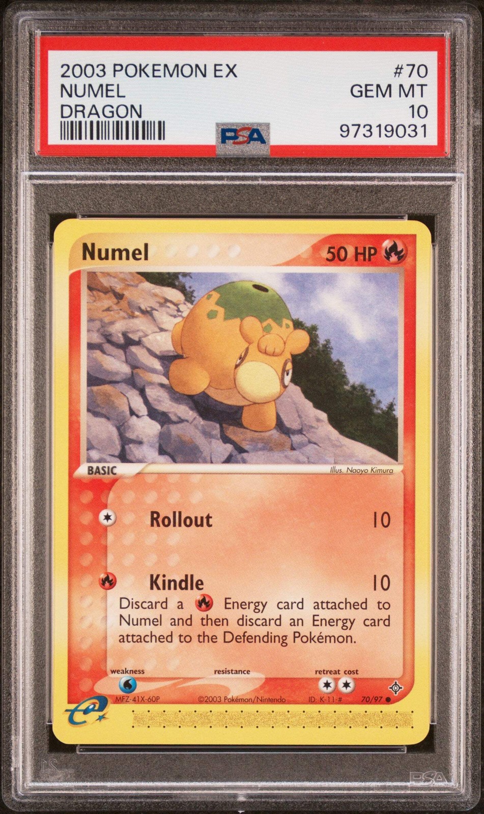 Pokemon Numel 🔥POP 13🔥 2003 EX Dragon Numel 70/97 PSA Gem Mint 10