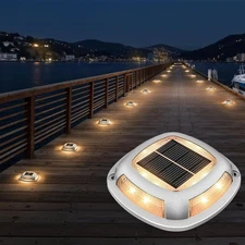 VOLISUN Solar Driveway Lights 12 Pack Waterproof Dock & Deck Marker Lights,2-in-