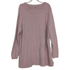 Talbots Textured Sweater Womens Size 3X Pink 100% Cotton Long Sleeve Pullover