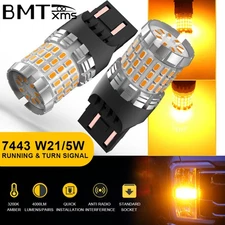 2x Amber 7443 7440 LED Front Turn Signal Light Bulbs No Hyper Flash Canbus 