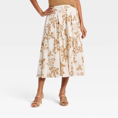 Women Pull-On Pleated Voile Full Midi Skirt - A New Day