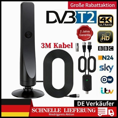 Digital TV DVB-T2 Antenne mit Verstärker TV Zimmerantenne VHF/UHF HD 4K 1080P