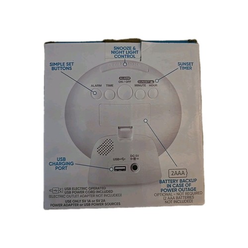 Westclox 5" White Electric Sunrise Simulator Alarm Clock LED Display New Wake - Picture 2 of 10