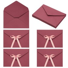 20 Pack Greeting Card Envelopes with Ribbon Bow, Red 6.3" x 4.4"