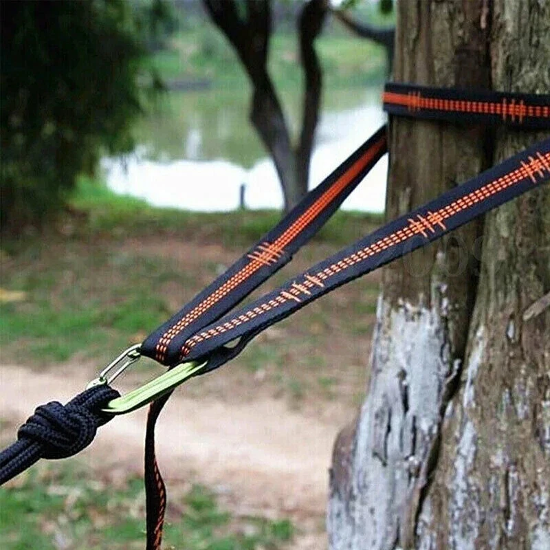 2M Polyester Straps Reinforced For Outdoor Camping Hammock With 5+1 Rings 2PCS - Image 4 of 4