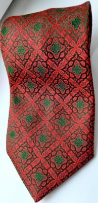 BELVEDERE Gold Tower DIOLEN J.Minarik Mens Tie Red/Green Geometric 52''L 4.7''W