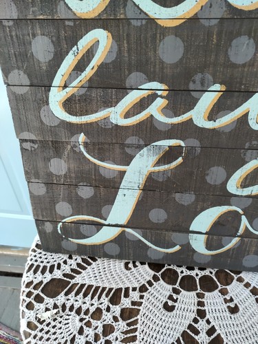 LIVE, LAUGH, LOVE Grey, Black Blue Wood Wall Art Sign, Indoor Sign, Plaque 25" - Picture 3 of 9