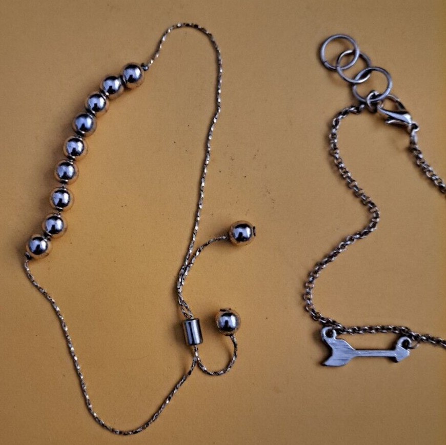 set 2 goldtone chain bangle bracelets, arrow char… - image 1