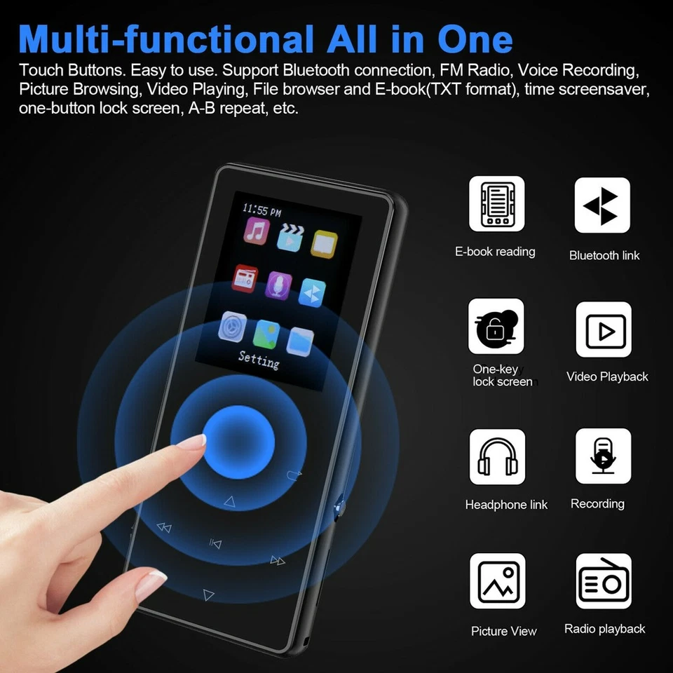 Portable Bluetooth MP3 Player Hi-Fi Lossless Music Support 128GB Micro SD Card - Image 2 of 4