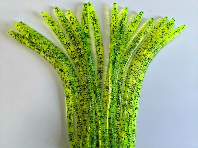 50 PK-6'' FINESSE WORMS-''CHARTREUSE PEPPER'' -HEAVY SALT & SCENT- BASS LURES-USA