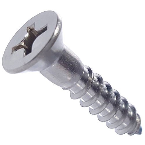 #4 x 1" Phillips Flat Head Wood Screws 316 Marine Stainless Steel Qty 25 - Picture 1 of 6