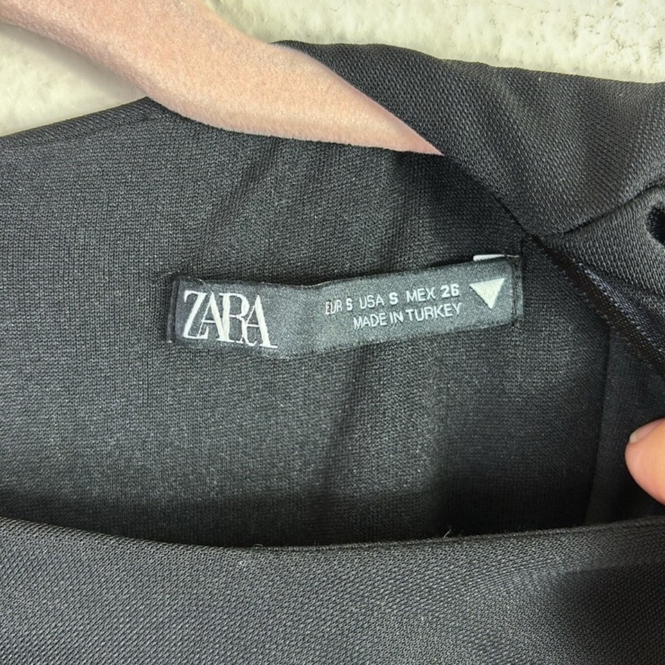 Zara Short Mini Black Dress with ruching size Small eBay