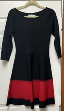 Eliza J Contrast Stripe Fit & Flare Dress Small Petite Black And Red