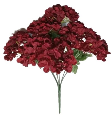 Lg Burgundy Hydrangea 21'' Bush Silk Flower General Home Decor Wedding #2257