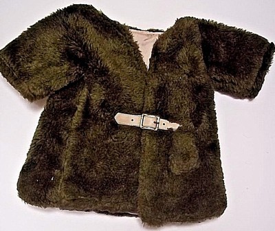 Vintage Handmade Doll Clothes Winter Coat Faux Fur Large Doll